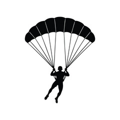 Skydiver Silhouette Dynamic Parachute Descent Illustration
