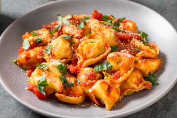 Homemade Tortellini Pasta with Tomato Sauce