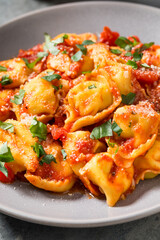 Homemade Tortellini Pasta with Tomato Sauce