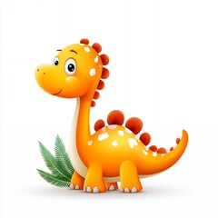 Cute Orange Cartoon Baby Dinosaur Illustration