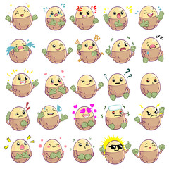 Kawai character potato emoticon set