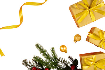christmas gift box with bow for banner background