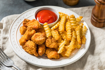 Organic Healthy Fried Chicken Nuggets and French Fries