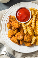Organic Healthy Fried Chicken Nuggets and French Fries