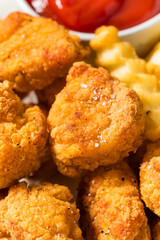 Organic Healthy Fried Chicken Nuggets and French Fries