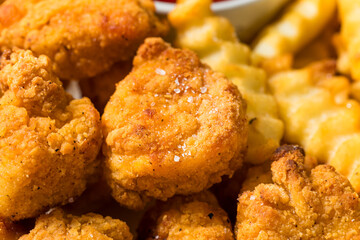 Organic Healthy Fried Chicken Nuggets and French Fries