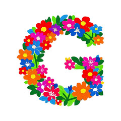  Decorated Alphabet G with Flowers