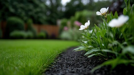 Elegant White Flowers in Lush Green Garden Setting