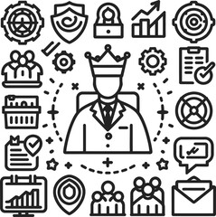 Business people and symbols icon set vector illustration design