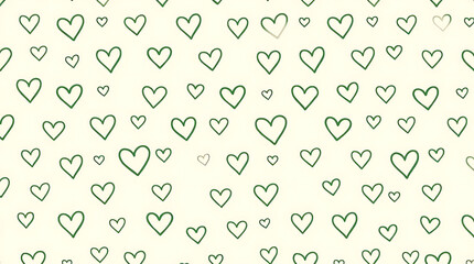 Heart Pattern - Green Hearts on Cream Background