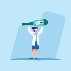Doctor holding thermometer