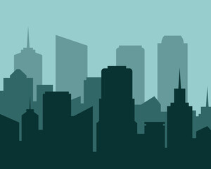 City Skyline vector ilustration Urban landscape Green city silhouete