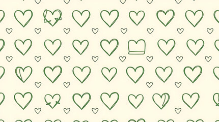 Heart Pattern Green Drawn Style
