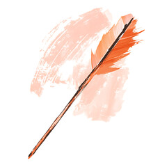 Artistic Arrow with Creative Strokes in Soft Apricot Isolated on Transparent Background