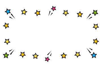 ポップな星がかわいいフレームイラスト