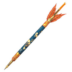 A Silk Arrow with Chinese Phoenix Clouds Imperial H Isolated on Transparent Background
