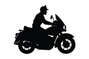 Fototapeta premium Police bike silhouette vector , police motorcycle front view silhouette 