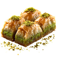 Delicious baklava with nuts and syrup.
