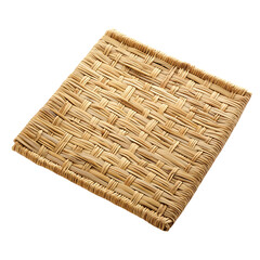 Minimalist Straw Beach Mat with Sleek Woven Design Isolated on Transparent Background