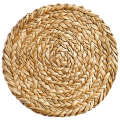Rustic Straw Mat with Traditional Handwoven Pattern Isolated on Transparent Background