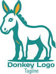 Donkey silhouette illustration logo isolated on a white background - Donkey Logo n Donkey Vector