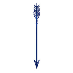 Modern Arrow with Bold Outlines in Sapphire Blue Isolated on Transparent Background