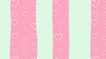 Heart Pattern Pink and Green Background