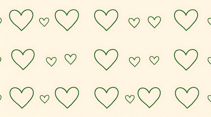 Heart Pattern Seamless Design with Green Hearts on Beige