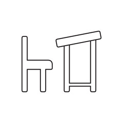 Chair desk education line icon