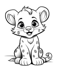 Cute cheetah coloring book page for kids.