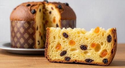 Delicious panettone dessert bread italian christmas cake holiday sweet treat baked goods traditional food