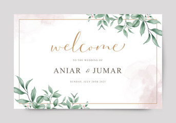Minimalist watercolor floral wedding welcome card template
