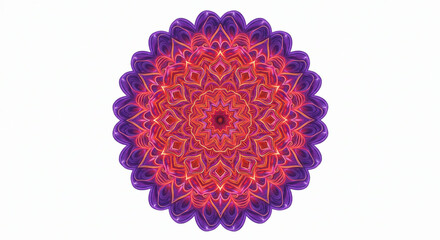 Vibrant Mandala Design: Intricate Purple and Orange Geometric Pattern, Perfect for Spiritual, Yoga, or Meditation Projects