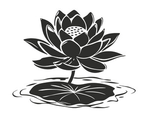 Bold Lotus Flower Black and White Vector