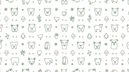 Animal Face Pattern Forest Style