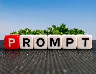 Prompt Engineering Cubes AI Text Generation Dice and Green Background