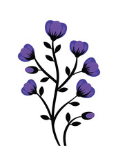 Purple Flowers on Black Stem Vertical Layout