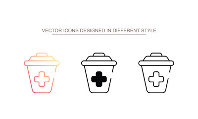 Medical Waste Box icon design with white background stock illustration