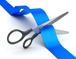 Blue Ribbon Cutting Ceremony Scissors, New Beginning, Success