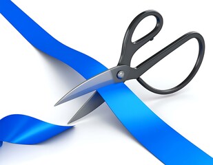 Blue Ribbon Cutting Ceremony Scissors, Celebration, New Beginnings