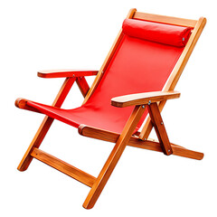 Advanced Fold Away Wooden Beach Chair with a Minima Isolated on Transparent Background
