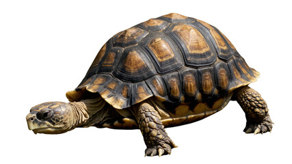 Obraz premium Close-up view of a tortoise with intricate shell patterns.