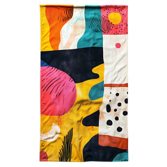 Contemporary Beach Towel with Large Bold Digital Co Isolated on Transparent Background