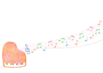 ピアノ　音楽　水彩　楽器　イラスト © Mami