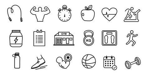Healthy lifestyle icon set of fitness vector 