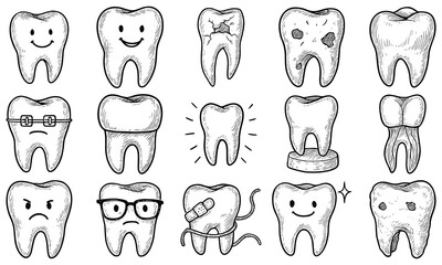 Hand Drawn Tooth Vector Collection