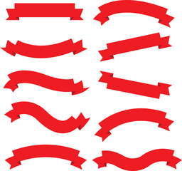 ilustrator design vektor red ribbon set