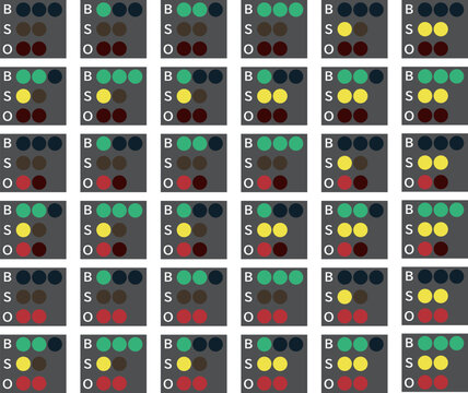 野球のBSOカウントボードの全パターン素材セット