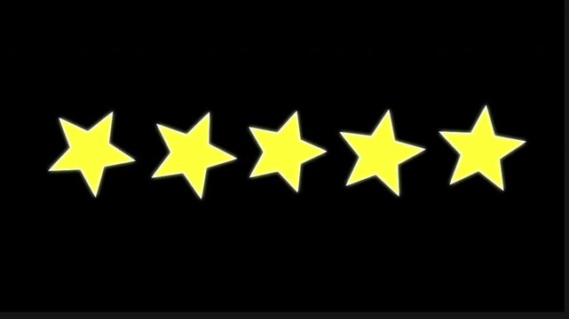 Rating animation in black screen, star rating and review animation , simple star rotating animation