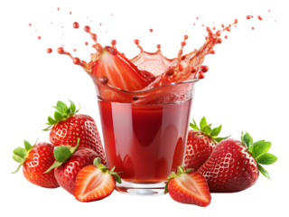 glass with red juice isolated on transparent background